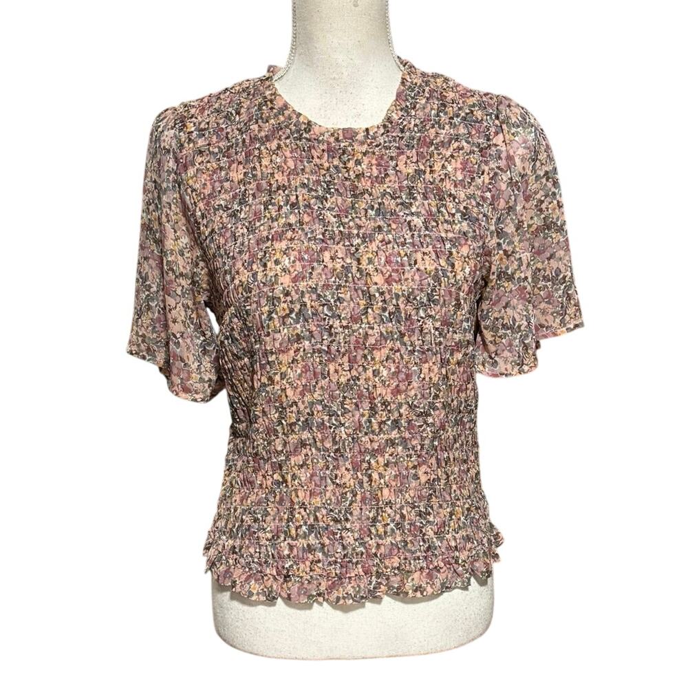 Abercrombie & Fitch A&F Floral Smocked Blouse Top Size L